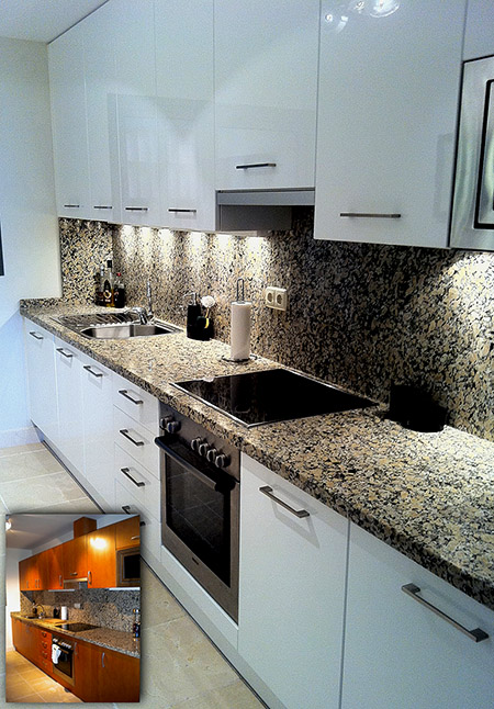 Gloss white kitchen makeover Riviera Del Sol